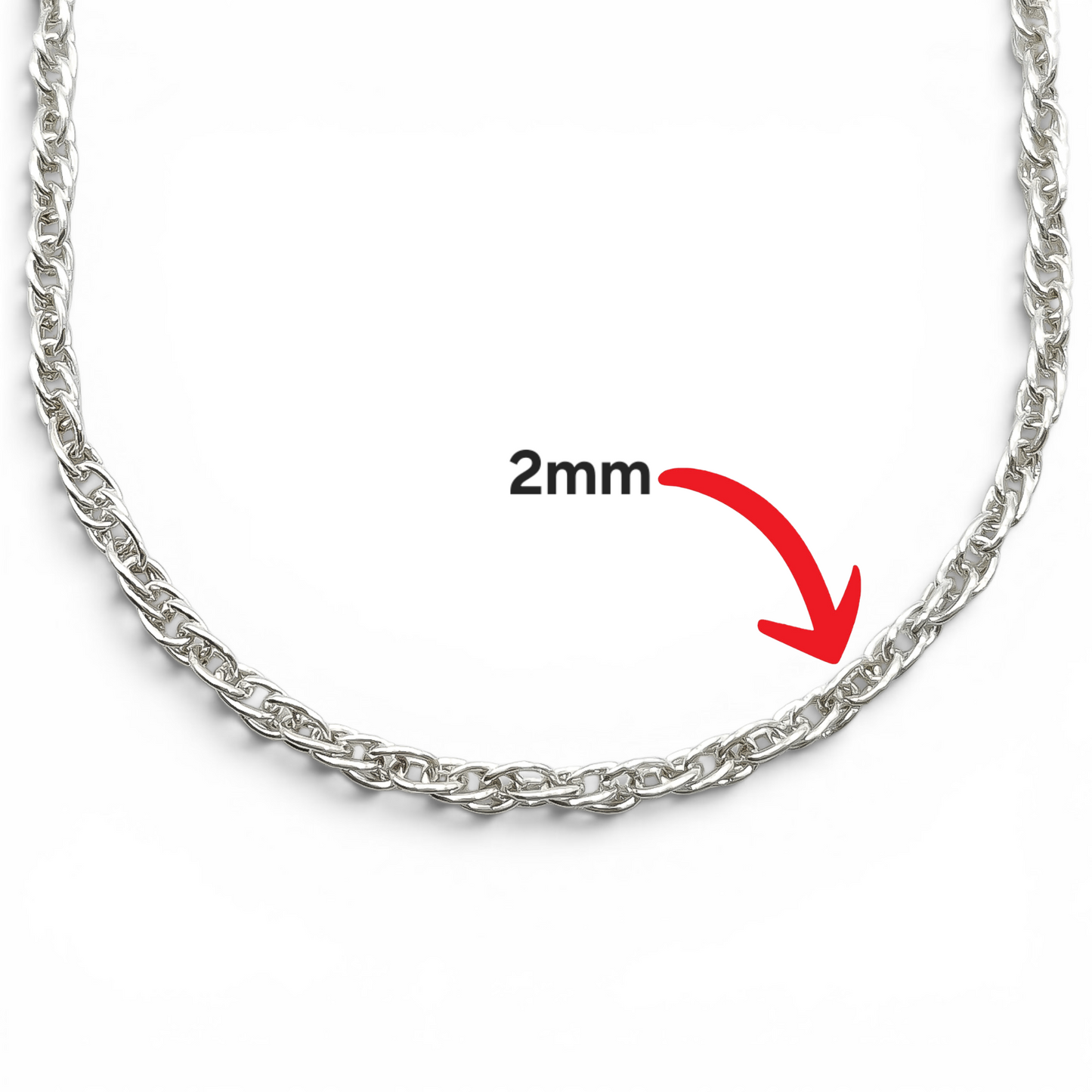 Cadena Argollas 2mm Plata Ley 925
