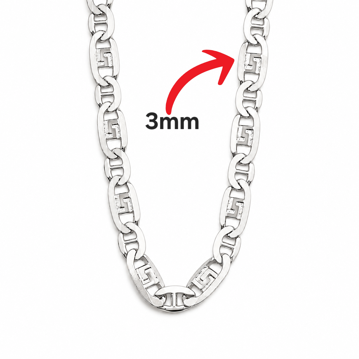 Cadena Planchada 3mm Plata Ley 925