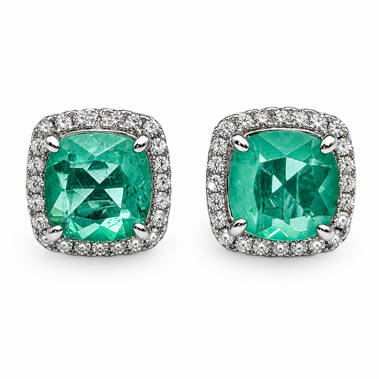Arete Zirconia Verde Plata Ley 925