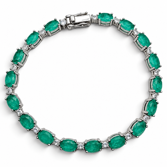 Pulsera Verde Turmalina Plata Ley 925