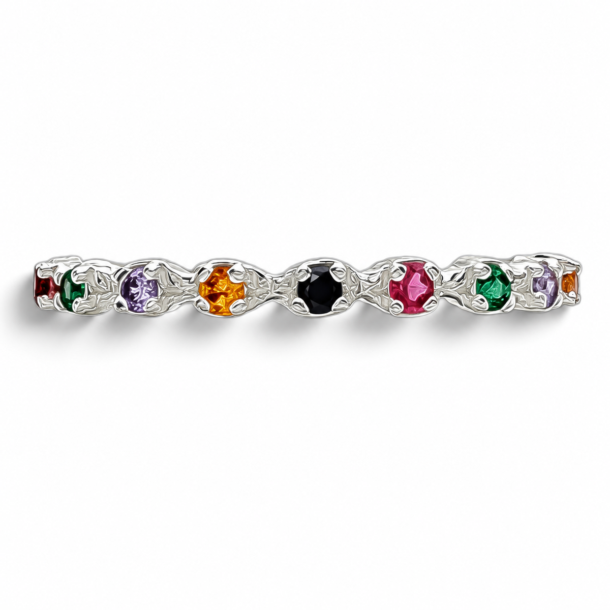 Anillo Zirconia Multicolor Plata Ley 925