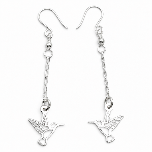 Arete Largo Colibri Plata Ley 925
