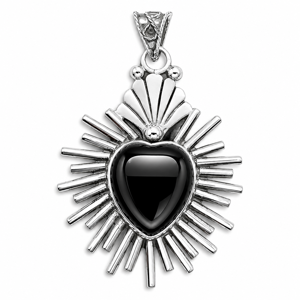 Dije Corazon Negro Plata Ley 925