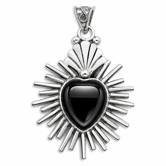 Dije Corazon Negro Plata Ley 925