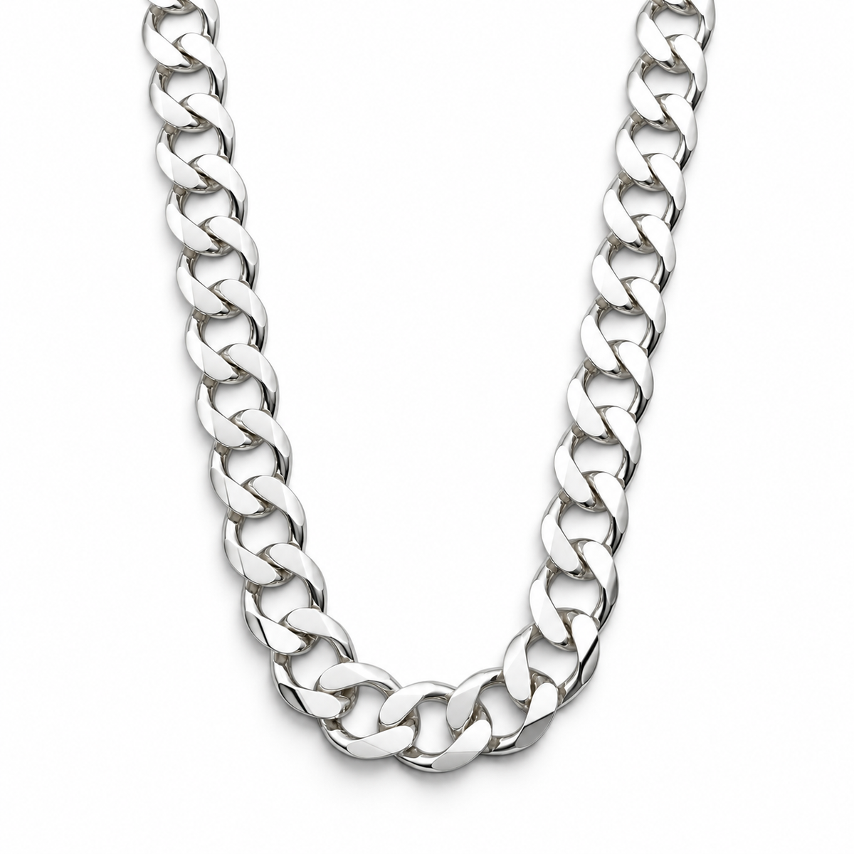 Cadena Cubana Lisa 7mm Plata Ley 925