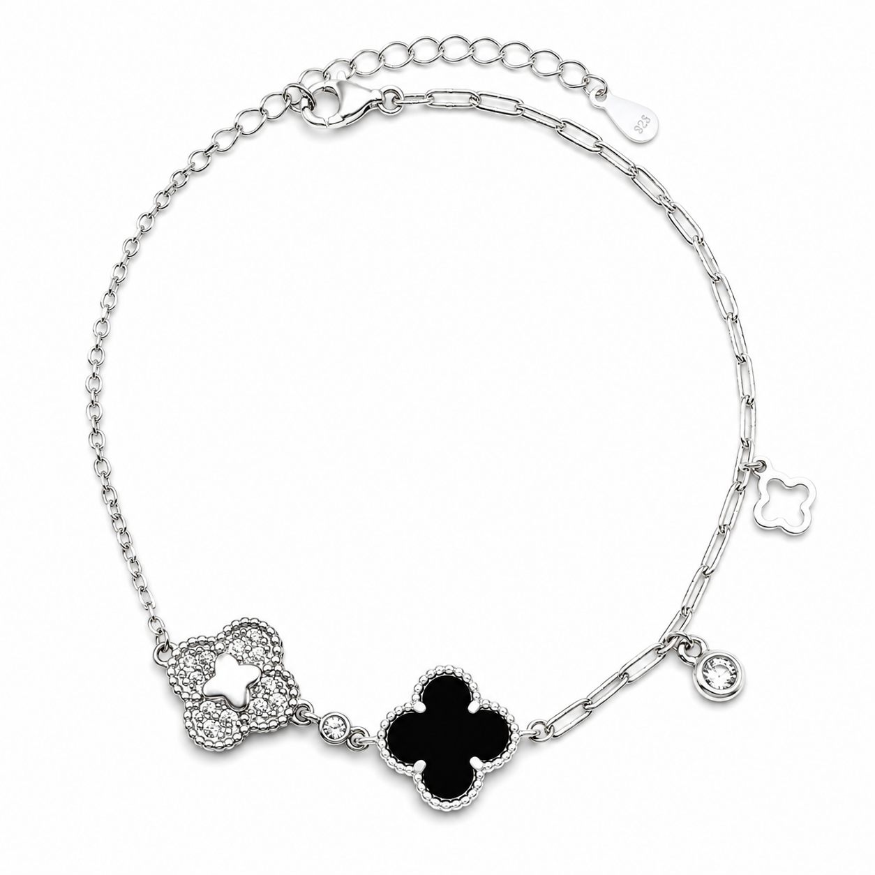 Pulsera Van 2 Treboles Plata Ley 925