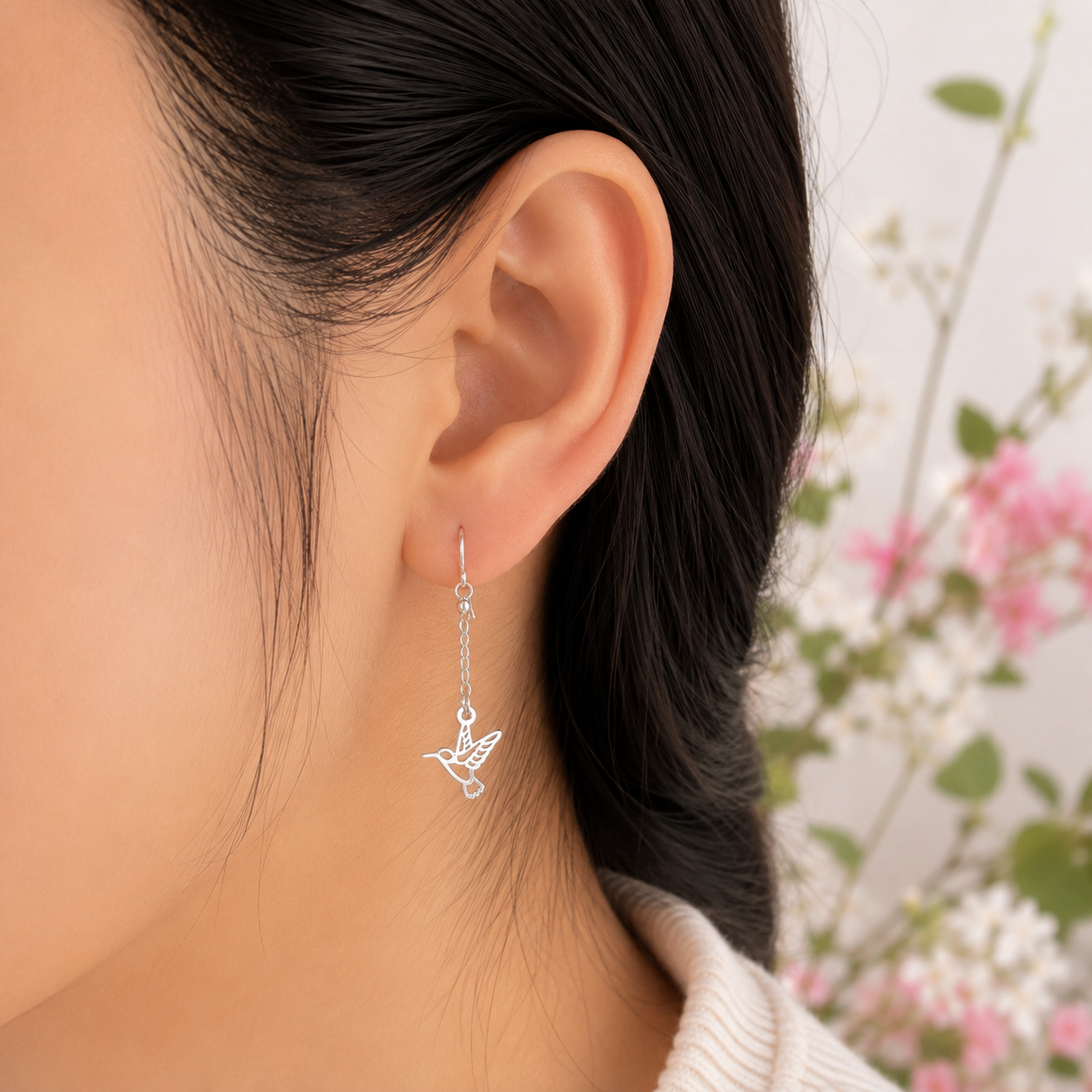 Arete Largo Colibri Plata Ley 925