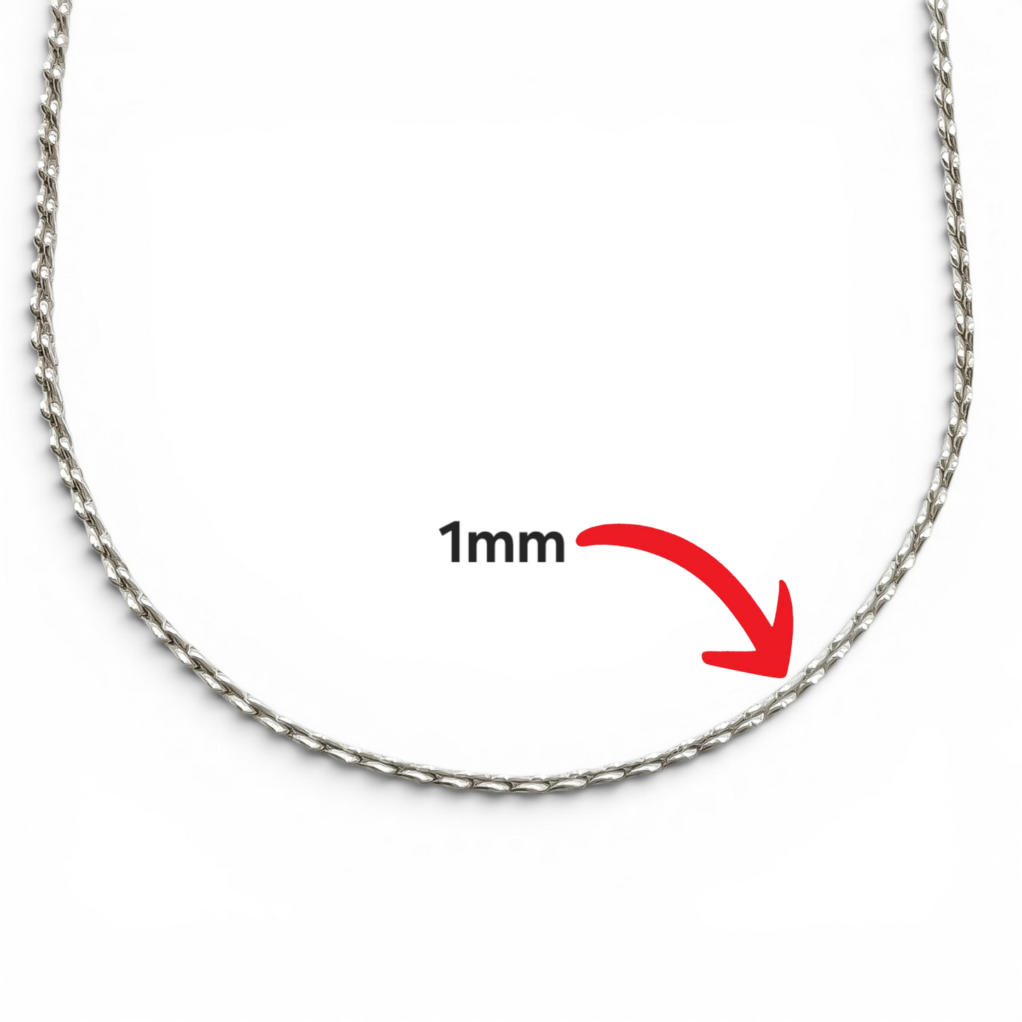 Cadena Trenzada 1mm Plata Ley 925