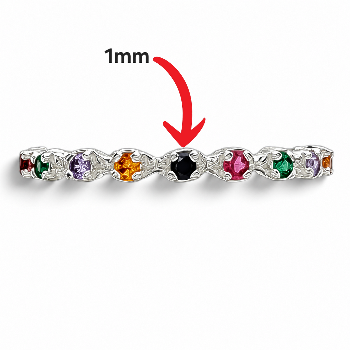 Anillo Zirconia Multicolor Plata Ley 925