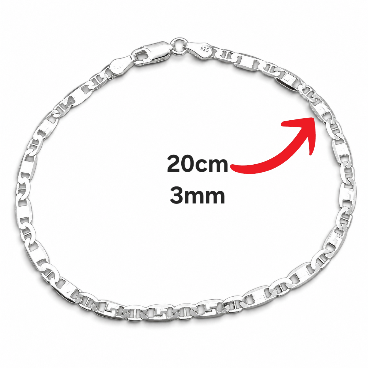 Pulsera Planchada Plata Ley 925