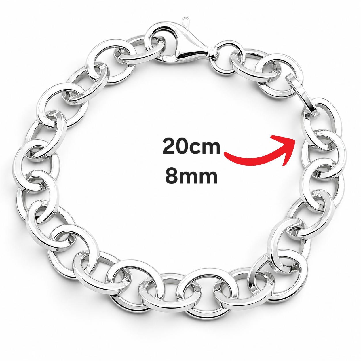 Pulso Argolla 8mm Plata Ley 925