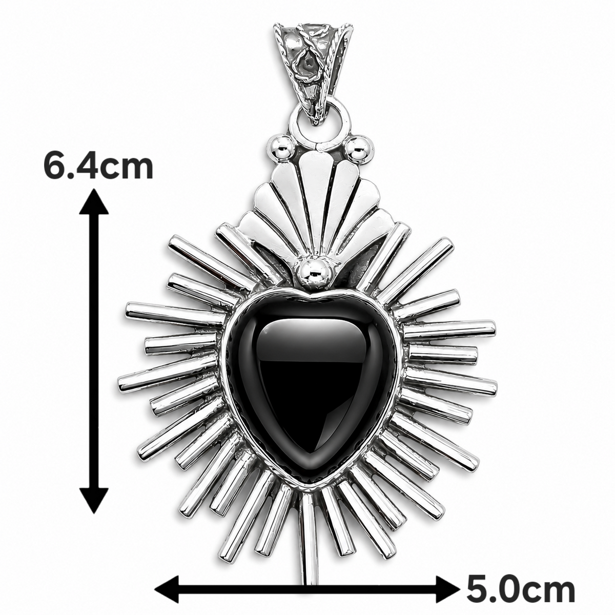Dije Corazon Negro Plata Ley 925