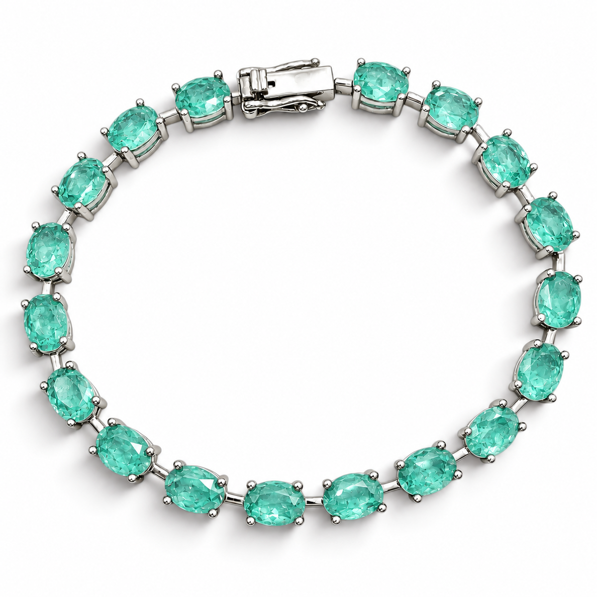 Pulsera Verde Aqua Turmalina Plata Ley 925