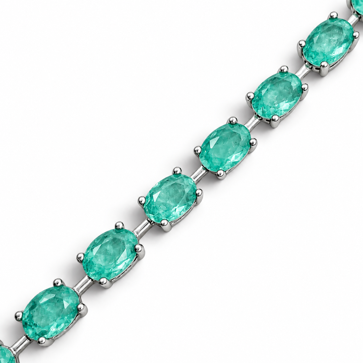 Pulsera Verde Aqua Turmalina Plata Ley 925