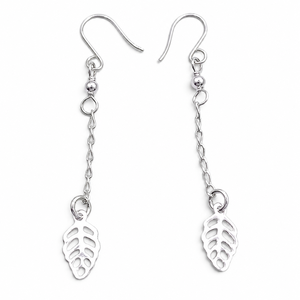 Arete Largo Hojas Plata Ley 925