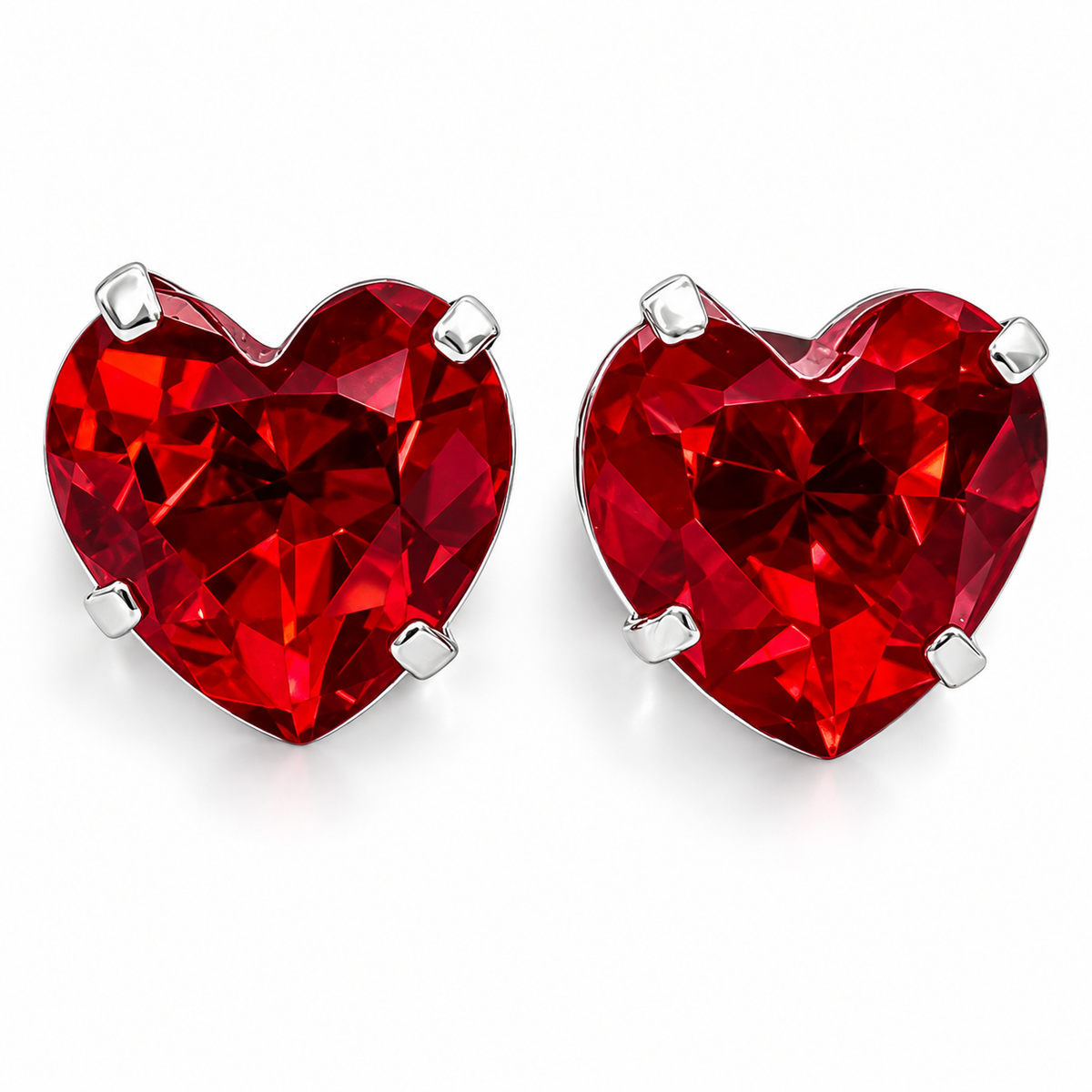 Arete Corazon Rojo #8 Plata Ley 925