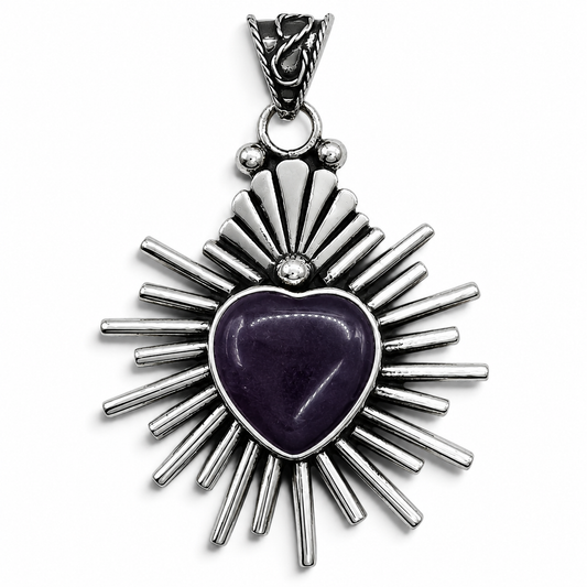 Dije Corazon Mediano Morado Plata Ley 925