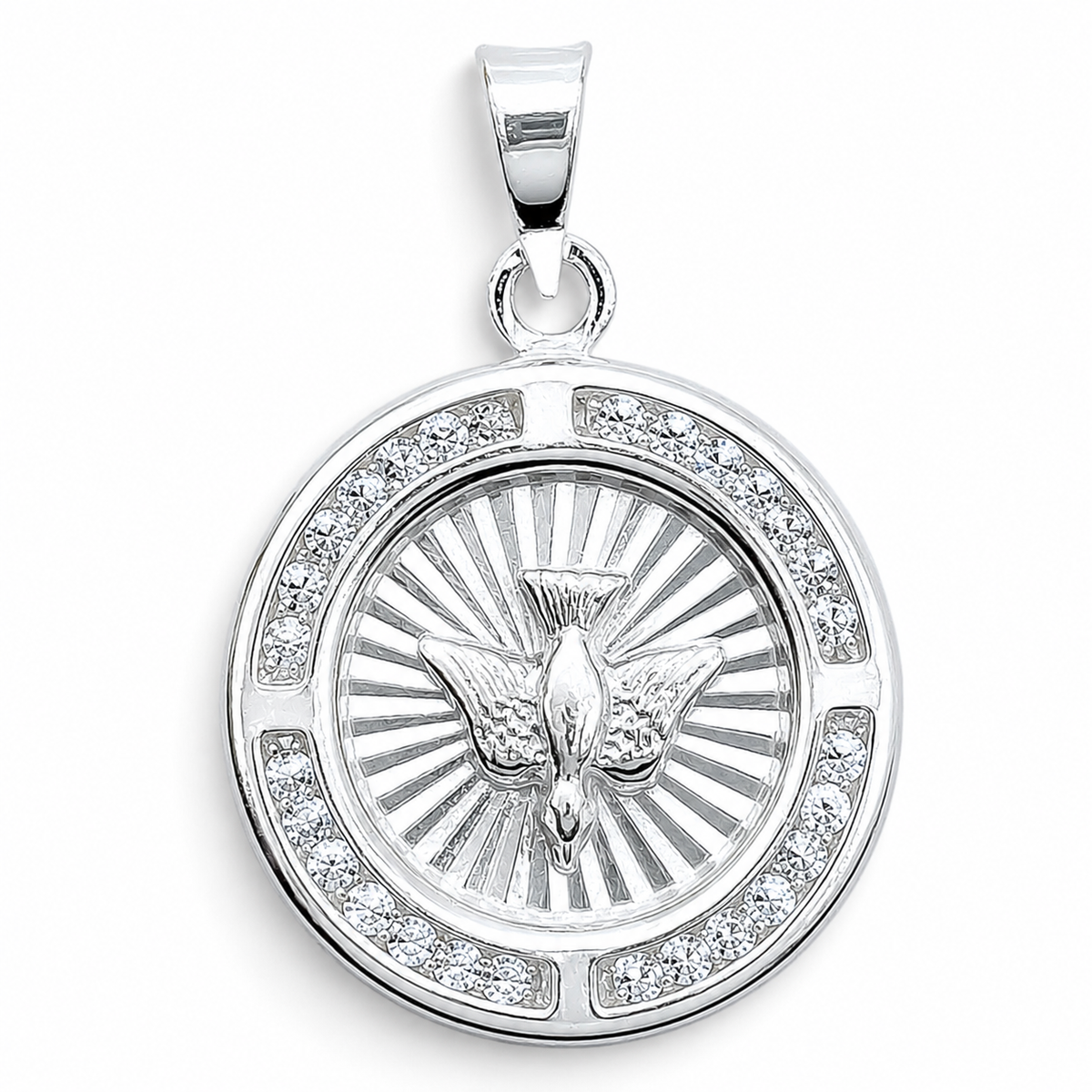 Dije Medalla Espiritu Santo Redonda Plata Ley 925