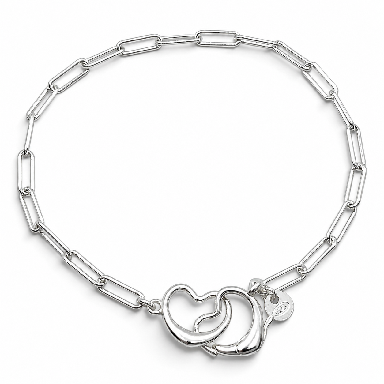 Pulsera Broche Corazon Plata Ley 925