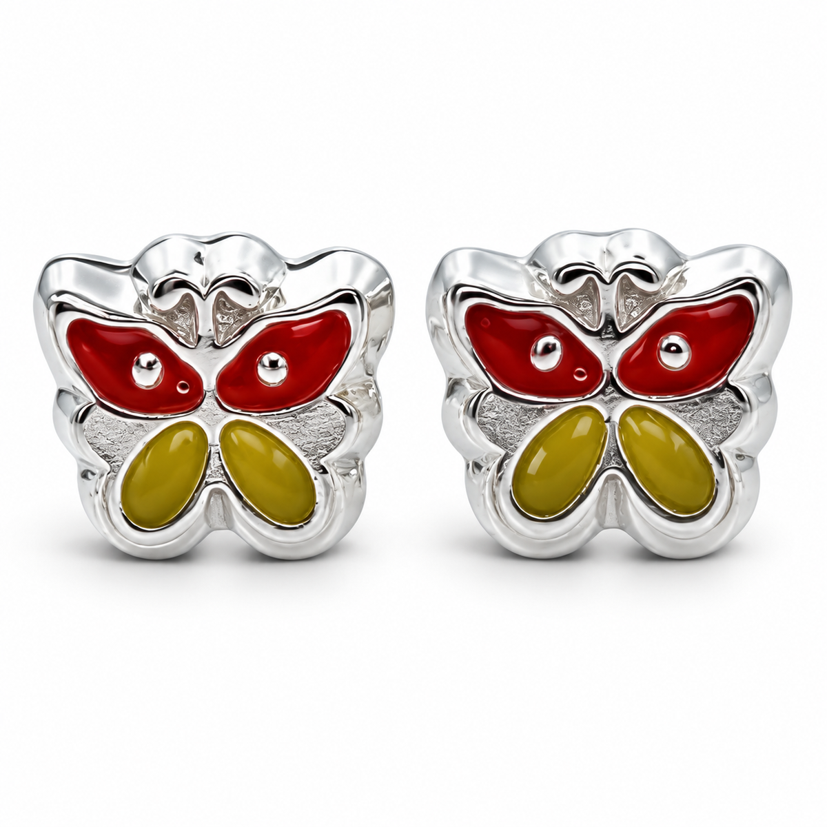 Broquel Mariposa Amarilla Plata Ley 925