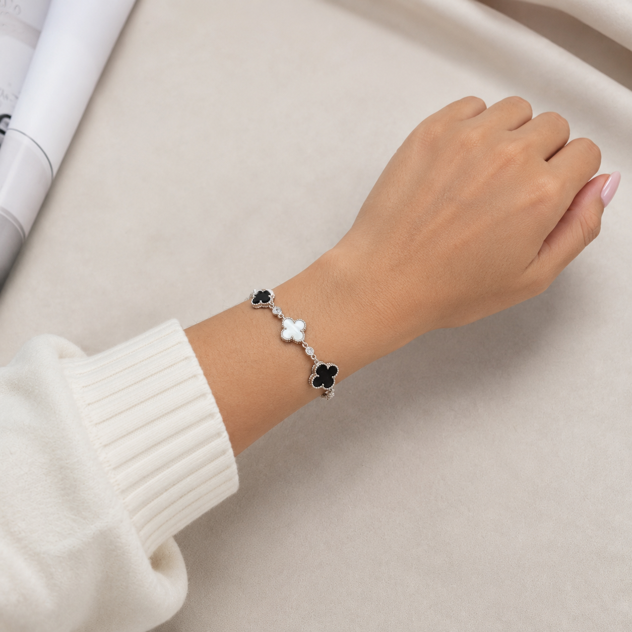 Pulsera Van 3 Treboles Plata Ley 925