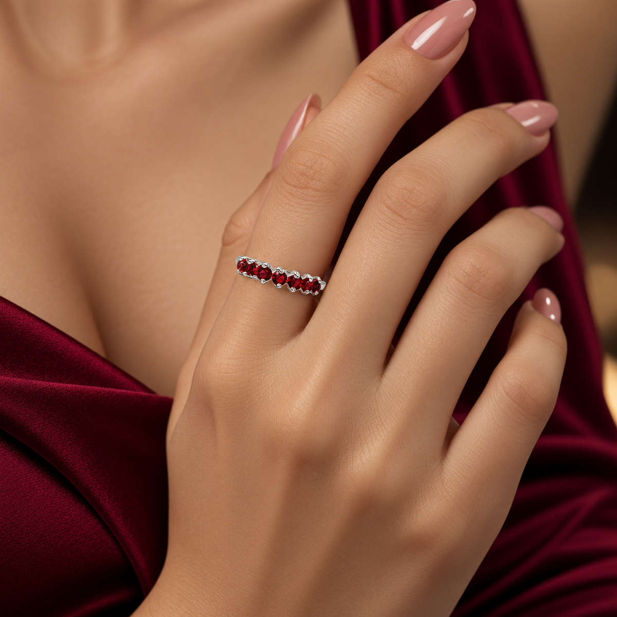 Anillo Zirconia Roja Plata Ley 925