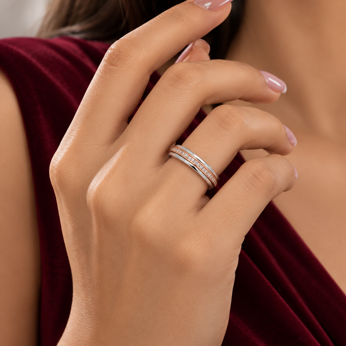Anillo Rosa Pan Plata Ley 925
