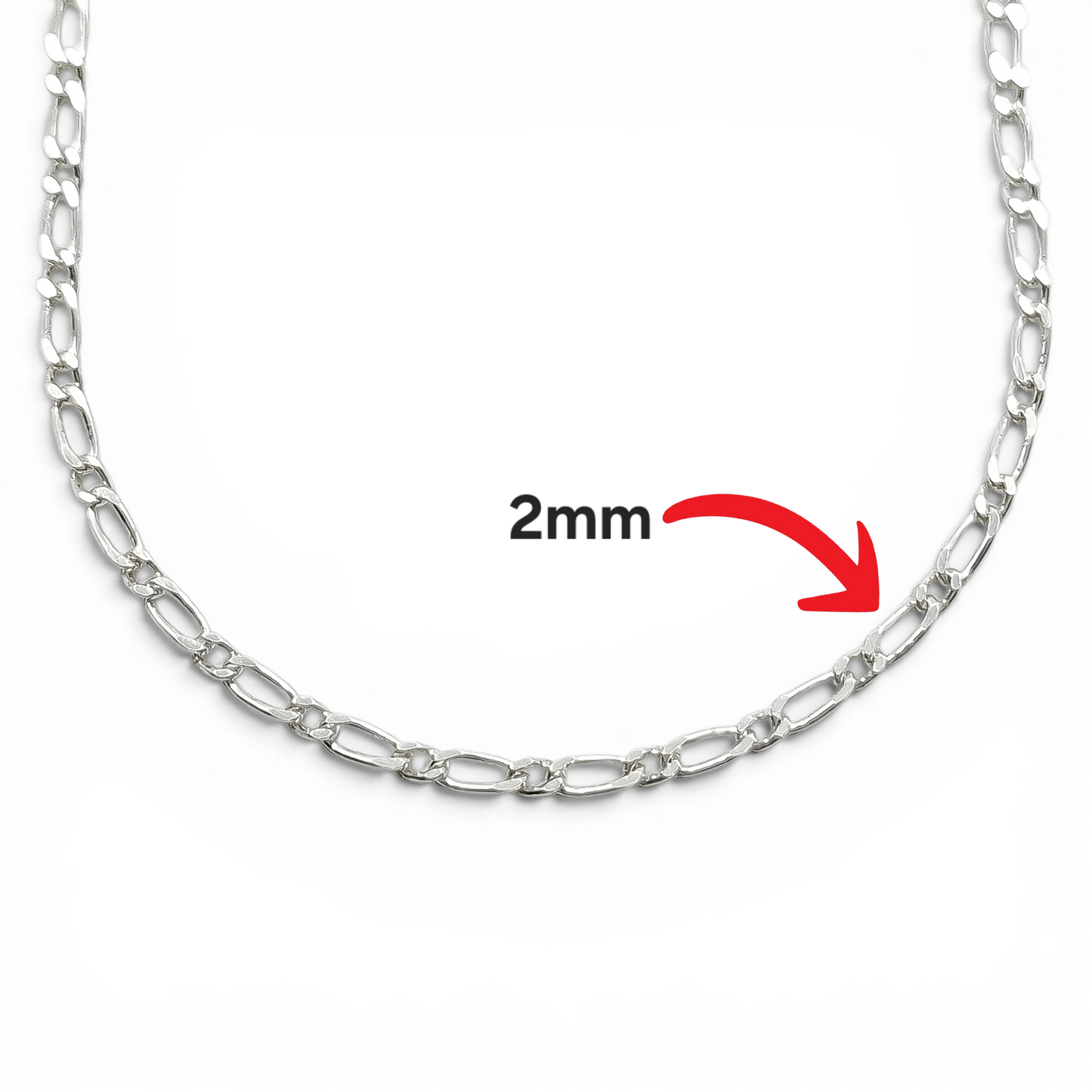 Cadena 1x1 2mm Plata Ley 925