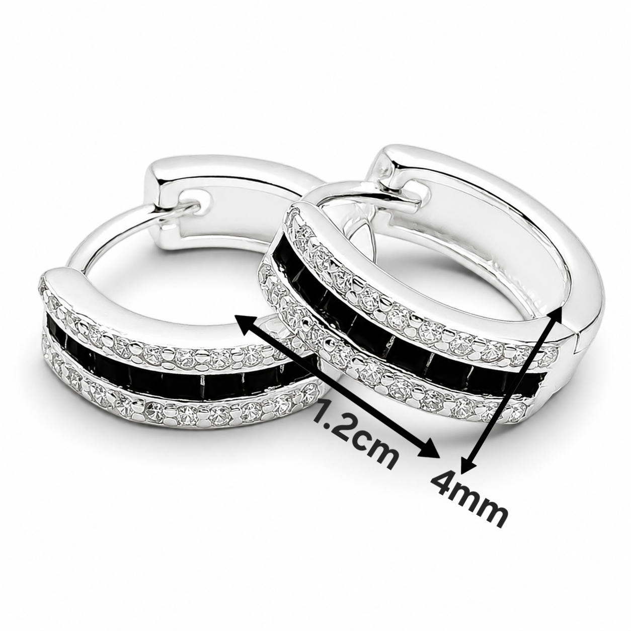 Hugguies Zirconia Negra Plata Ley 925