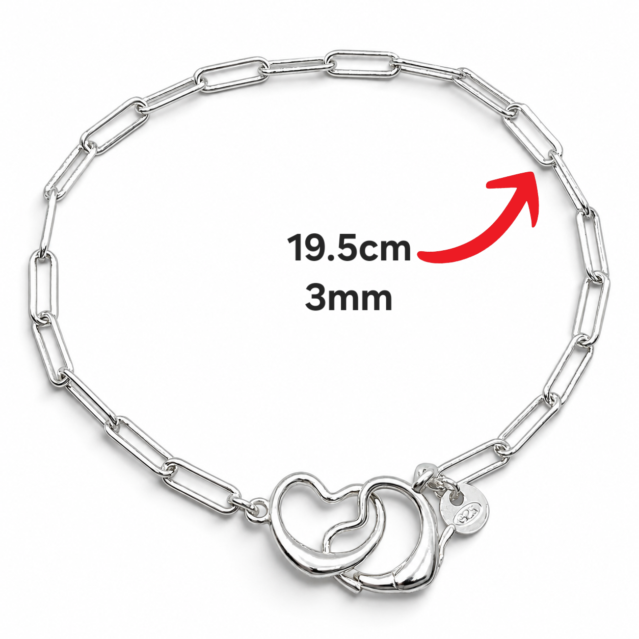 Pulsera Broche Corazon Plata Ley 925