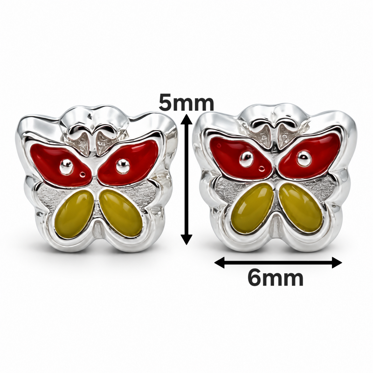 Broquel Mariposa Amarilla Plata Ley 925