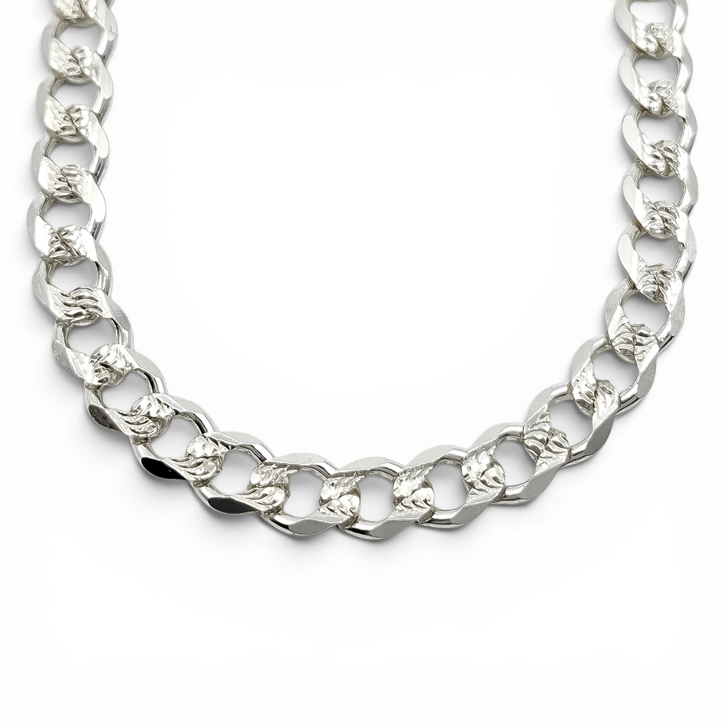 Cadena Cubana Diamantada 6mm Plata Ley 925