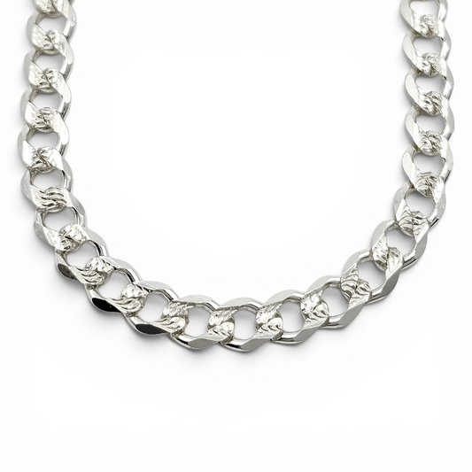 Cadena Cubana Diamantada 6mm Plata Ley 925