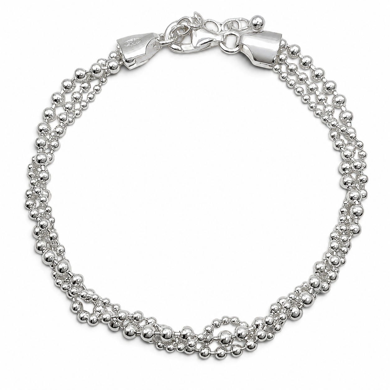 Pulsera Bola Triple Plata Ley 925