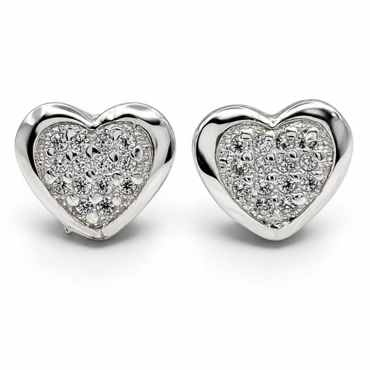 Broquel Corazon Zirconia Plata Ley 925