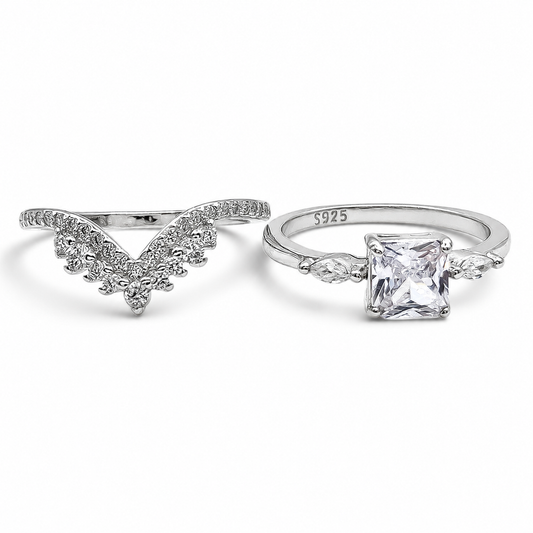 Anillo Cuadro Blanco Plata Ley 925