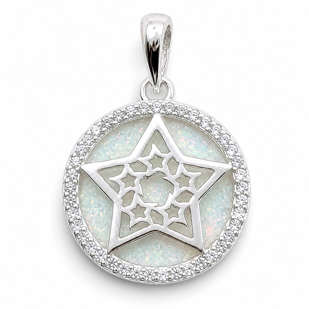 Dije Estrella Opalo Blanco Plata Ley 925