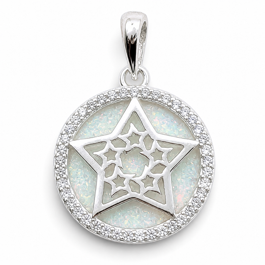 Dije Estrella Opalo Blanco Plata Ley 925