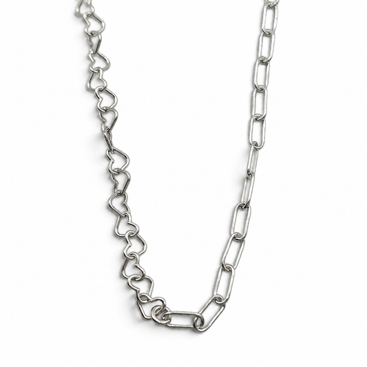 Cadena Clip Corazon 3mm Plata Ley 925