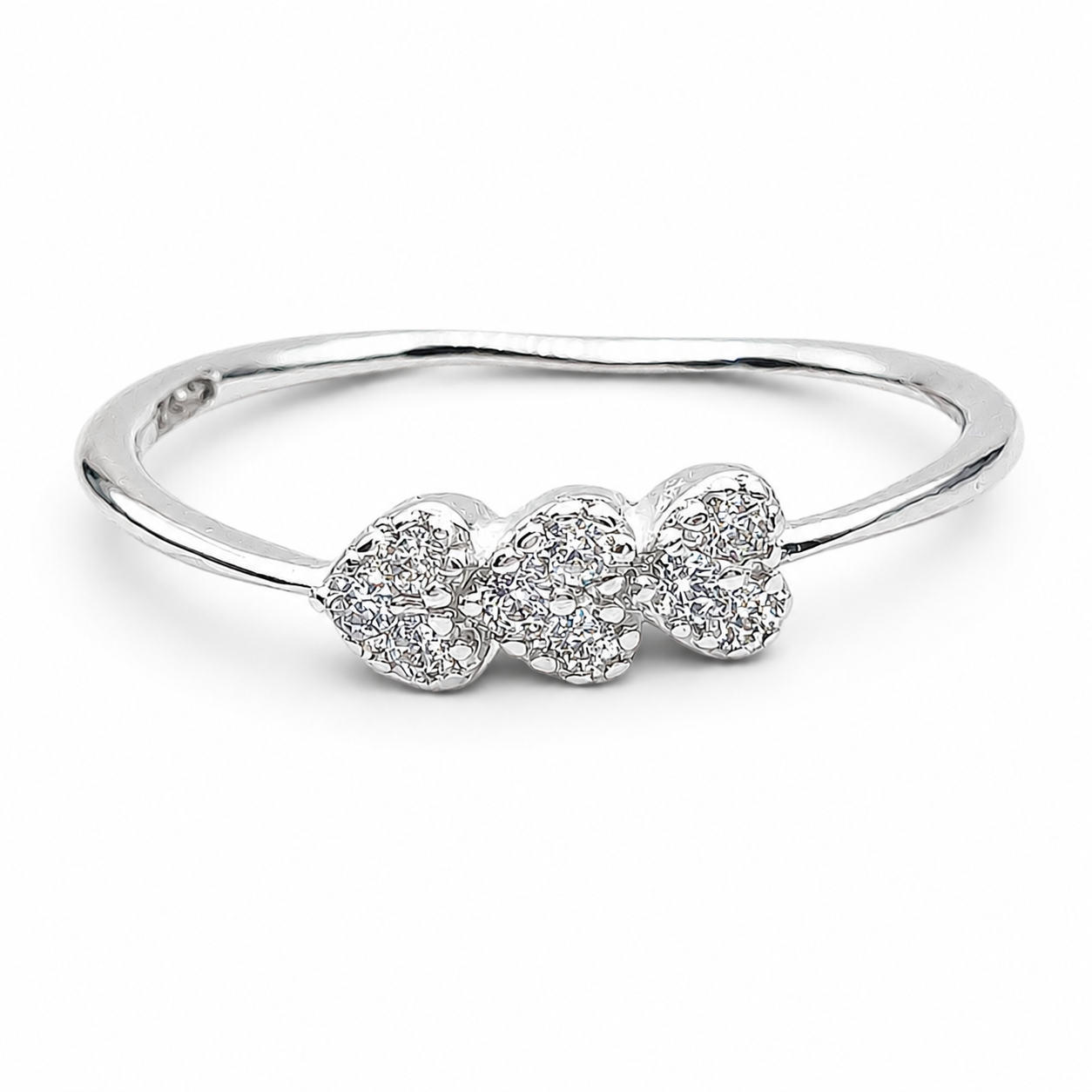 Anillo 3 Corazoncitos Plata Ley 925