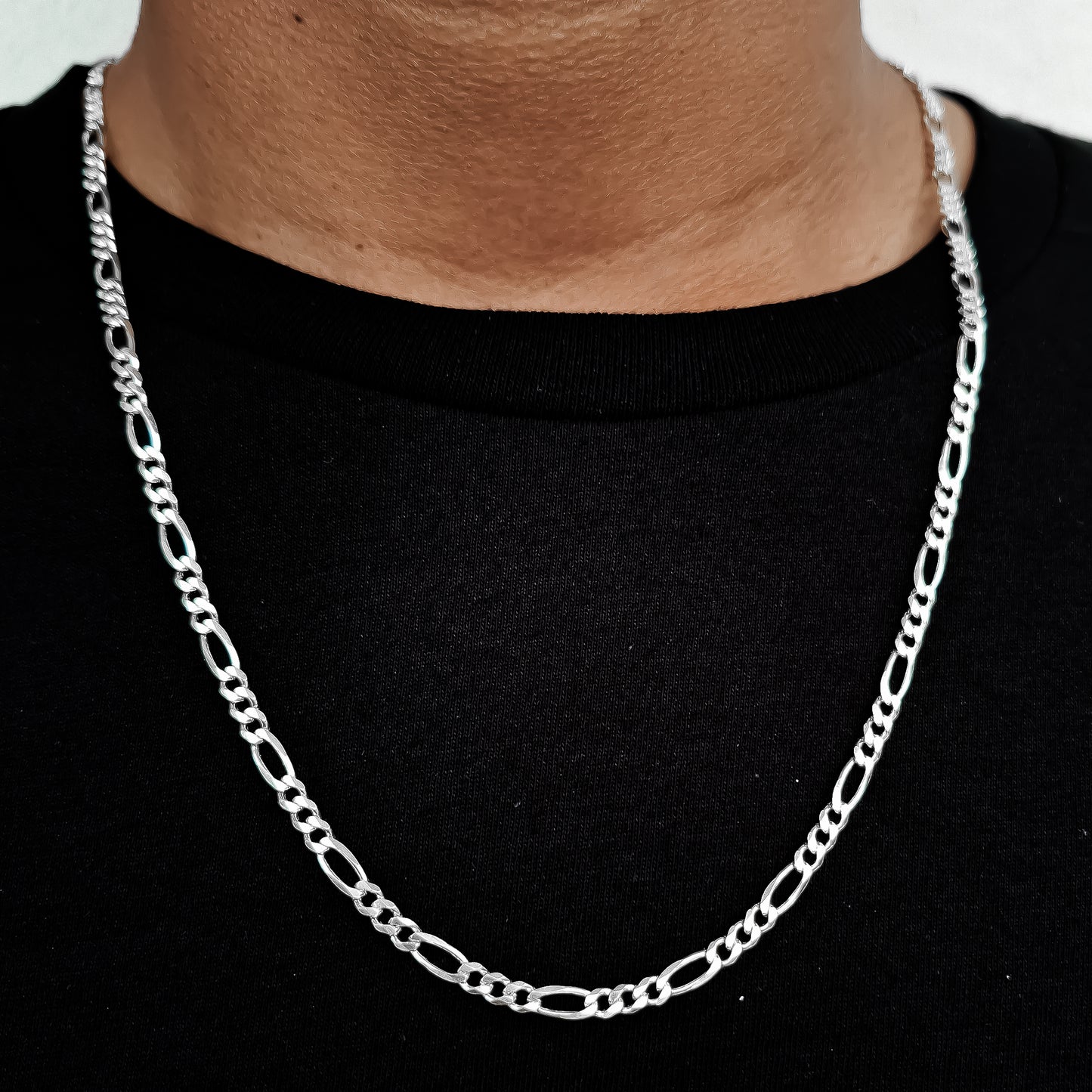 Cadena Figaro Lisa 4mm Plata Ley 925