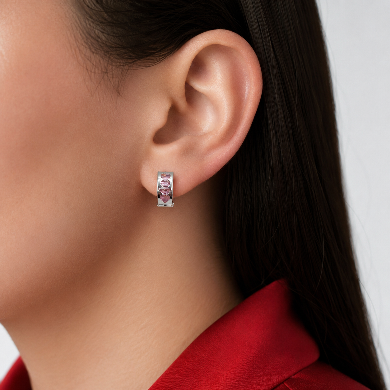Hugguies Zirconia Rosa Plata Ley 925