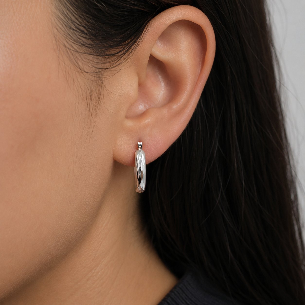 Arracada Tipo Facetada Plata Ley 925