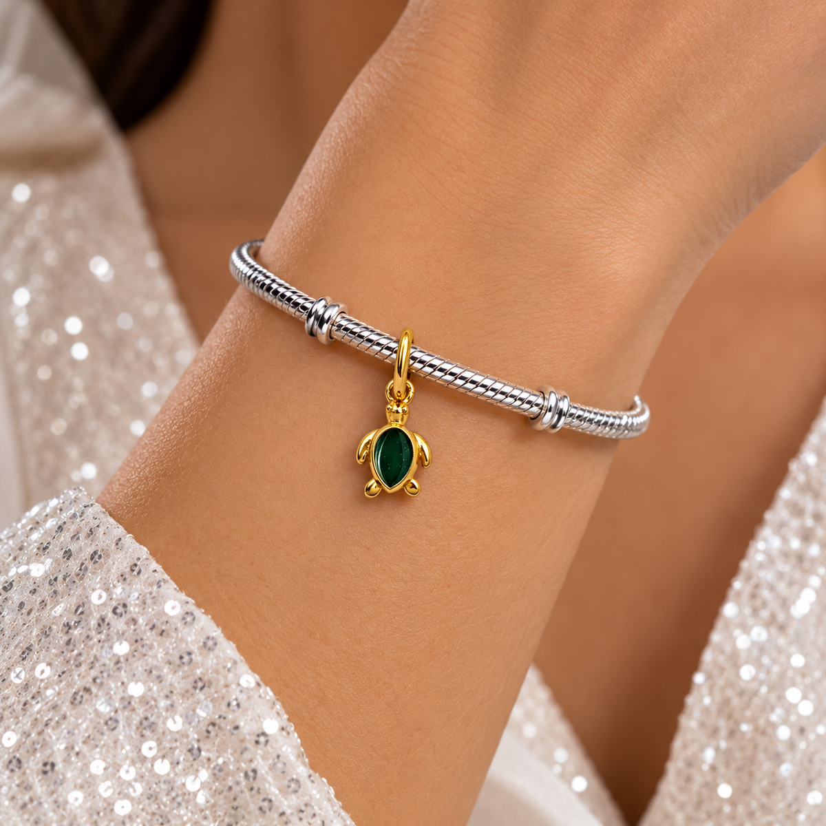 Charm Tortuga Dorado Plata Ley 925
