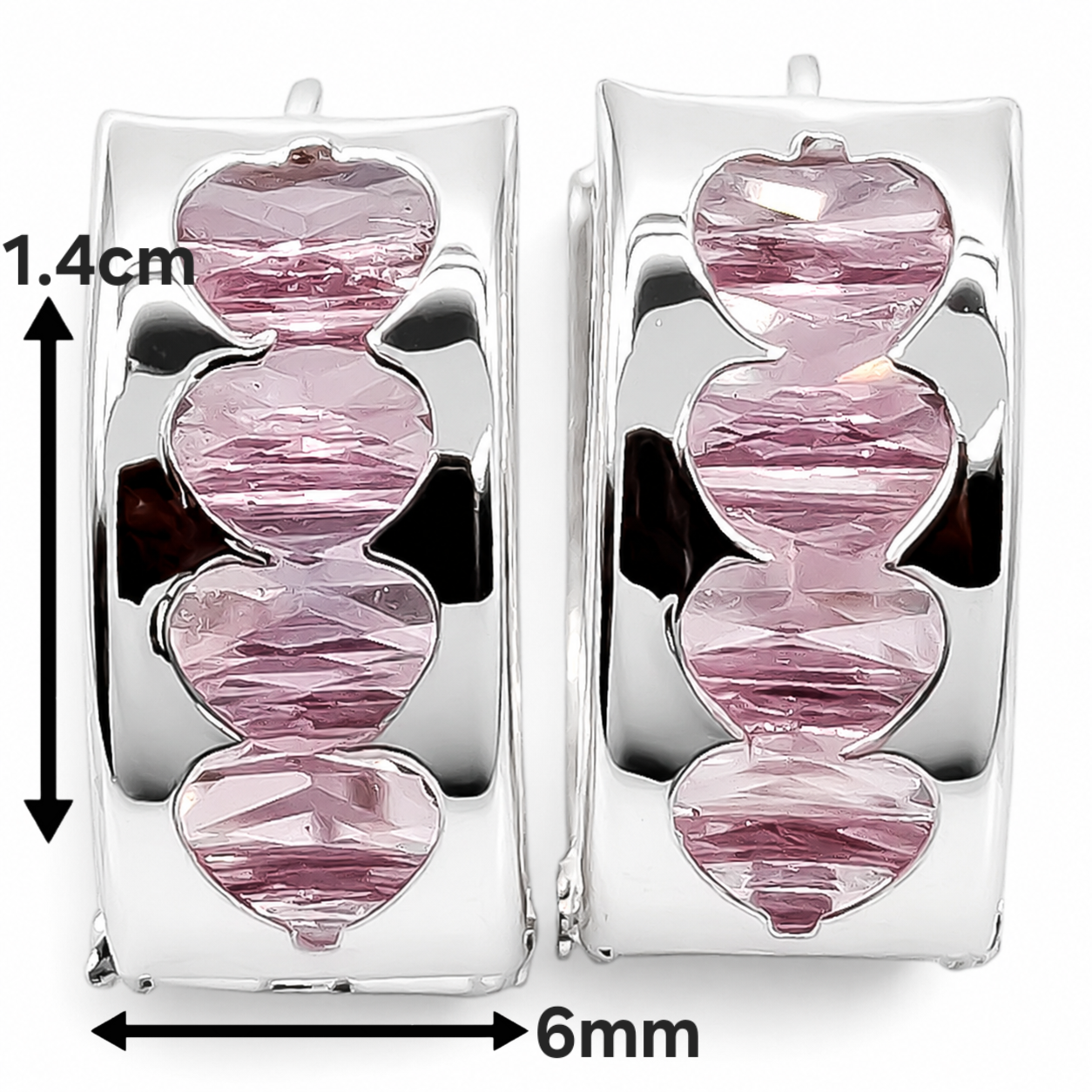 Hugguies Zirconia Rosa Plata Ley 925