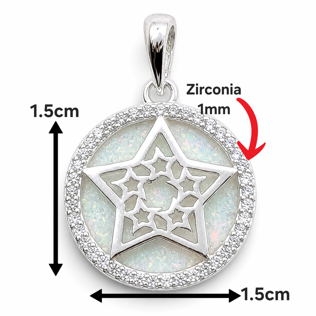 Dije Estrella Opalo Blanco Plata Ley 925
