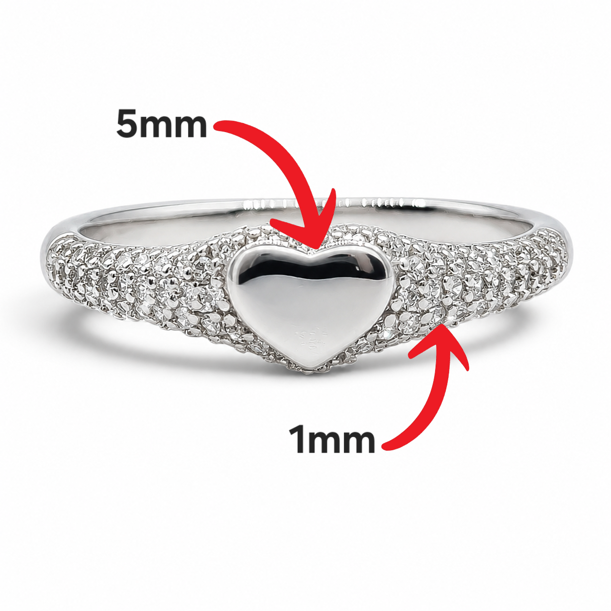 Anillo Corazon Plata Ley 925