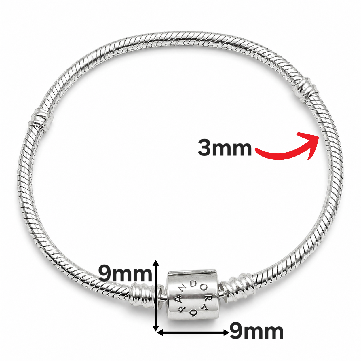 Pulsera Barril Pan 3mm Plata Ley 925
