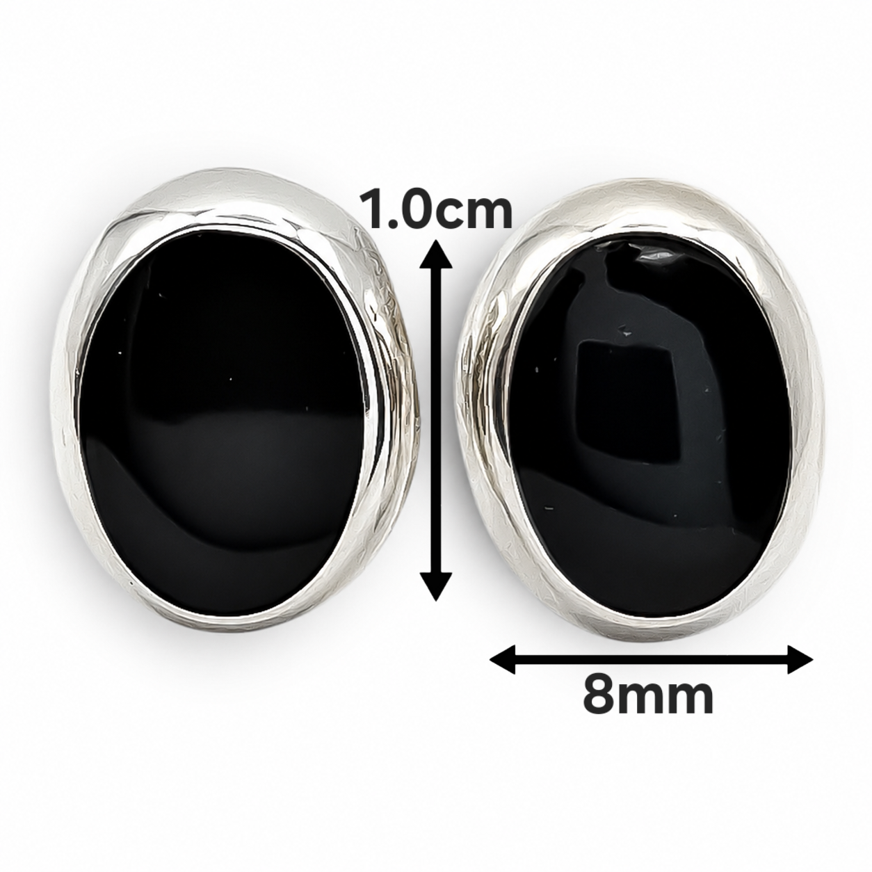 Arete Ovalo Negra Plata Ley 925