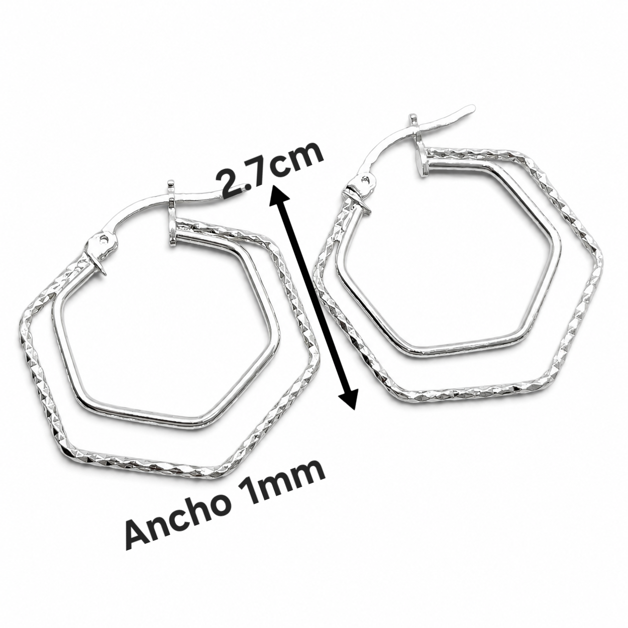 Arracada Hexagono Plata Ley 925